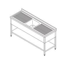 Mesa para Lavavajillas - 160 x 60cm - Derecha - con Fregadero y Salpicadero - incluye estante de almacenamiento